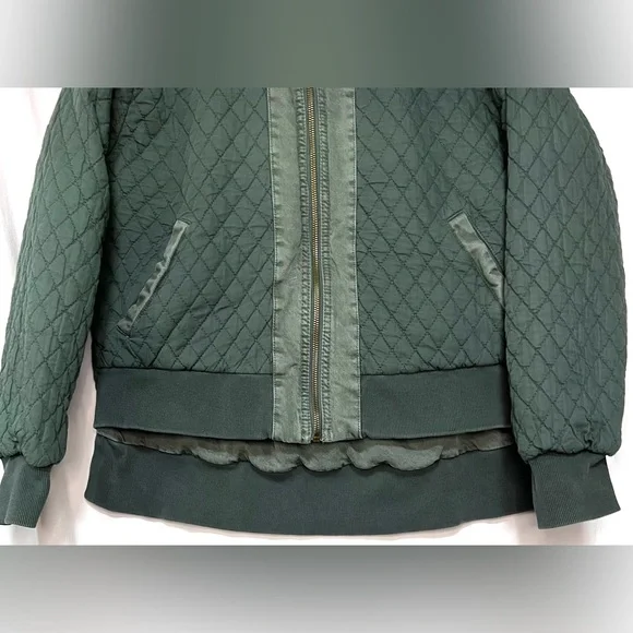 YFB Colton Reversible Cotton Quilted Bomber Jacket Army Green Outdoor Winter - Picture 9 of 13